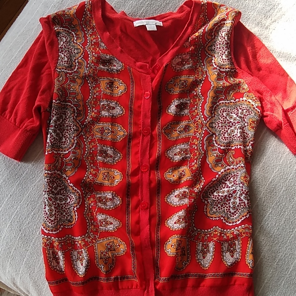 NY&C 3/4 length silk and knit cardigan